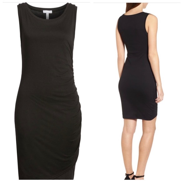 Leith Ruched Body Con Sleeveless Dress Black M - Picture 2 of 12